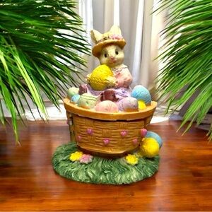 VINTAGE Easter Bunny Basket Figurine – Hidden Chick Compartment - Nostalgia